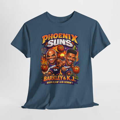 Phoenix Suns Barkley & K.J. Graphic Tee — Retro Basketball Cartoon Shirt