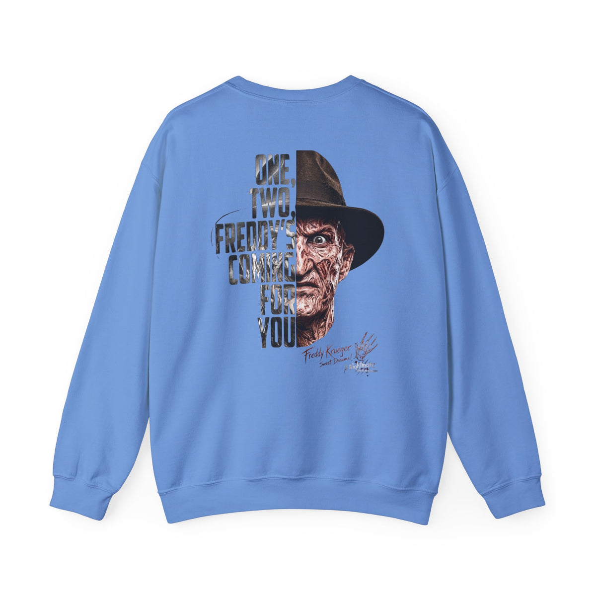 Freddy Krueger Crewneck Sweatshirt – "One, Two... Freddy's Coming For You" Horror Pullover