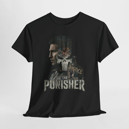 The Punisher Graphic Tee — Skull Justice Double Exposure T‑Shirt