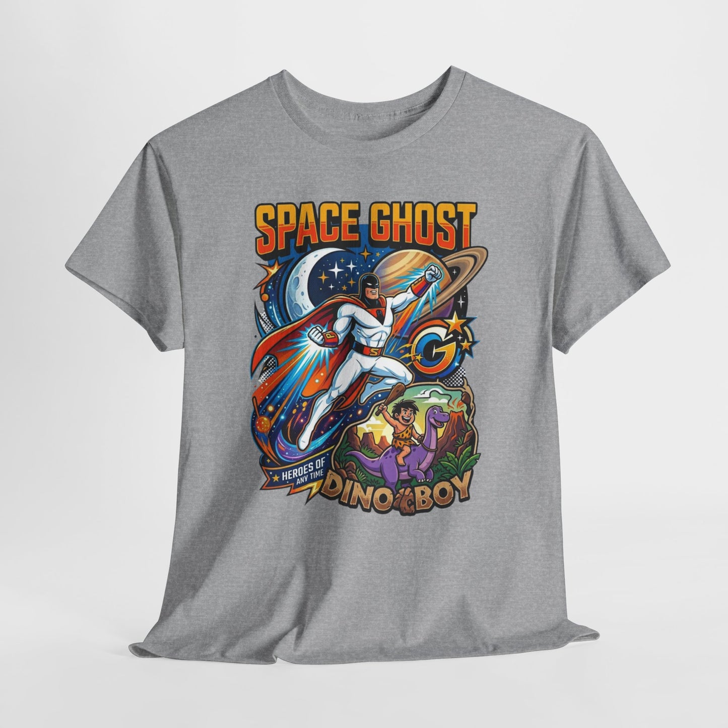 Space Ghost Dino-Boy Tee — Retro Astronaut Dinosaur Graphic T-Shirt