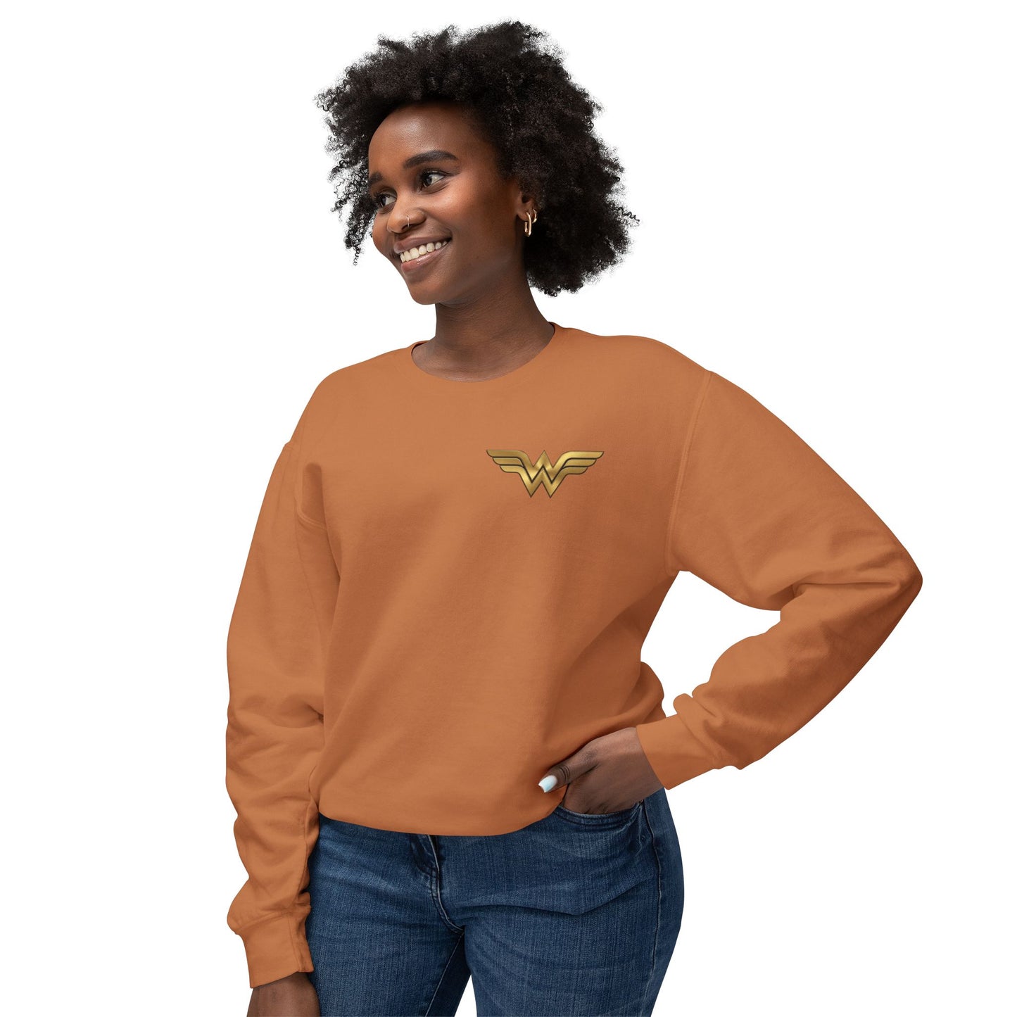 Wonder Woman Crewneck Sweatshirt — Retro Heroine Graphic Pullover