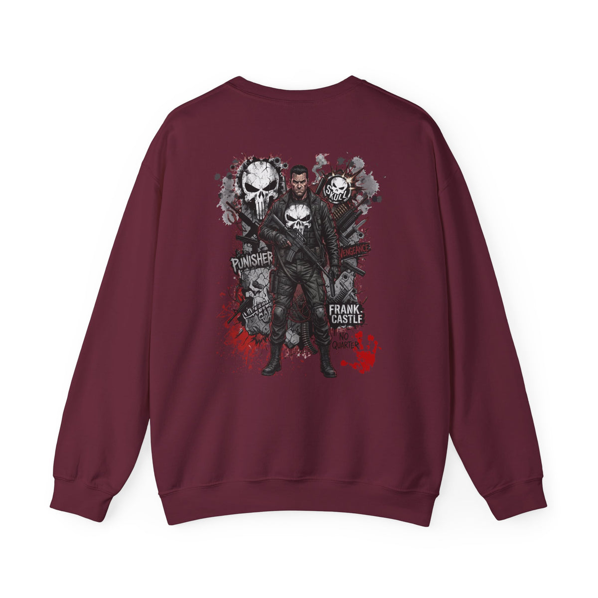 Punisher Graphic Crewneck Sweatshirt — Frank Castle Skull Design