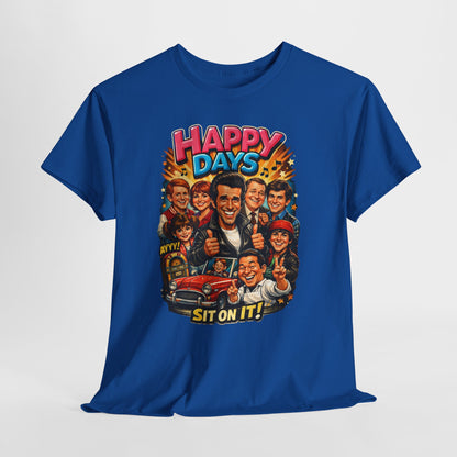 Happy Days Retro TV Cast T-Shirt — "Sit On It!" Vintage 70s Sitcom Tee
