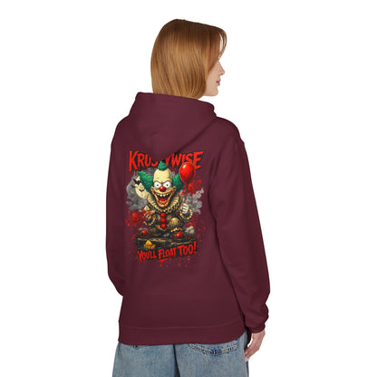 'Krustywise' Creepy Clown Design, "You’ll Float Too" Midweight Softstyle Fleece Hoodie