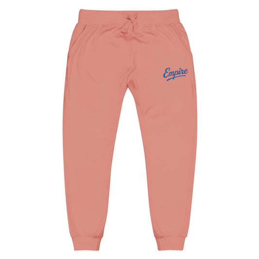 Empire Signature Embroidered Sweatpants — Minimal Fleece with Royal Blue 'Empire' Logo