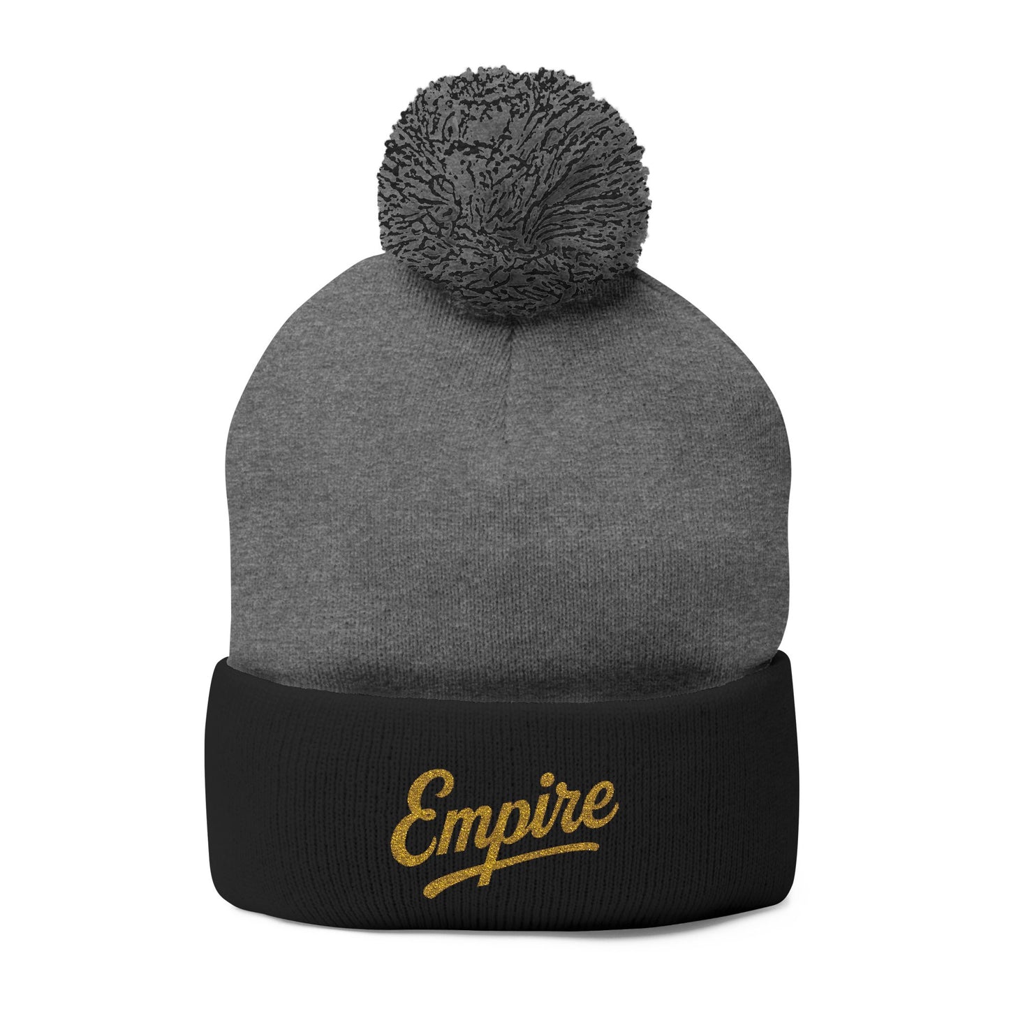 Embroidered Pom-Pom Knit Cap