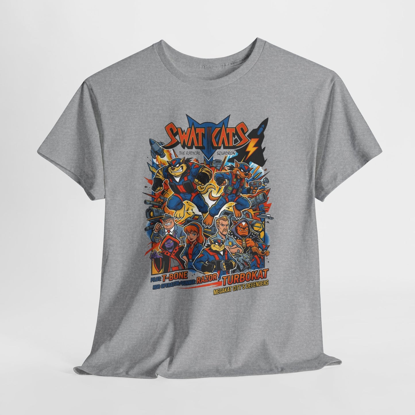 SWAT CATS Retro Graphic Tee — Vintage Cartoon Pilot Anime Shirt