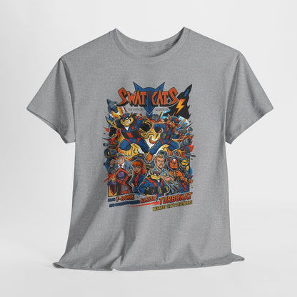 SWAT CATS Retro Graphic Tee — Vintage Cartoon Pilot Anime Shirt