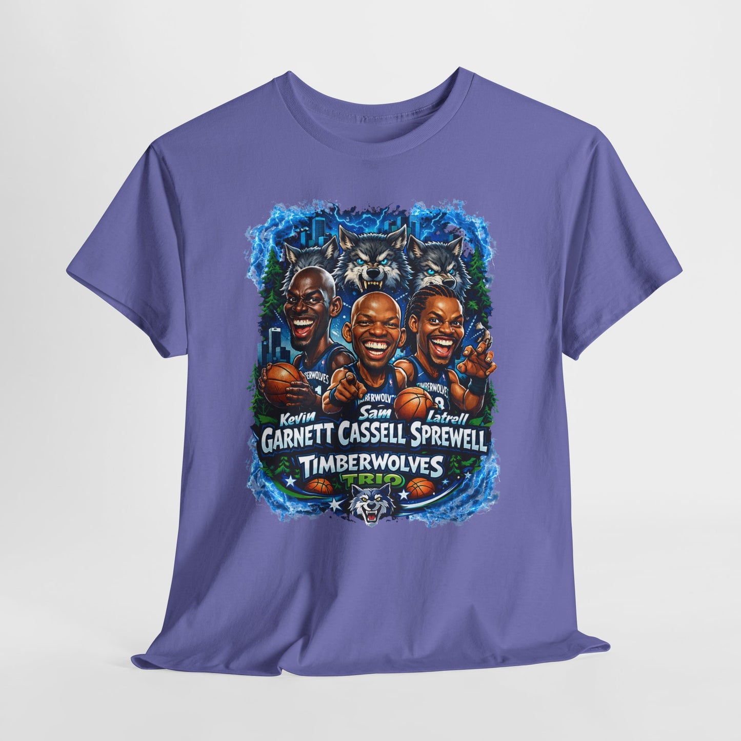 Timberwolves Legends T‑Shirt — Garnett, Cassell & Sprewell Retro Basketball Tee