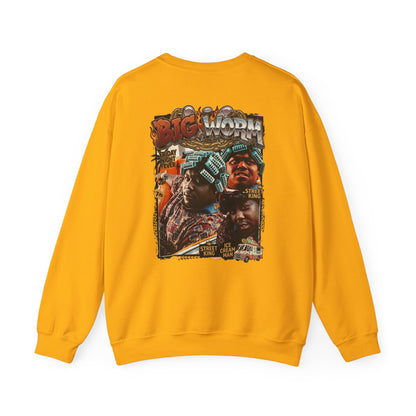 Big Worm Collage Crewneck Sweatshirt — Retro Hip‑Hop Graphic