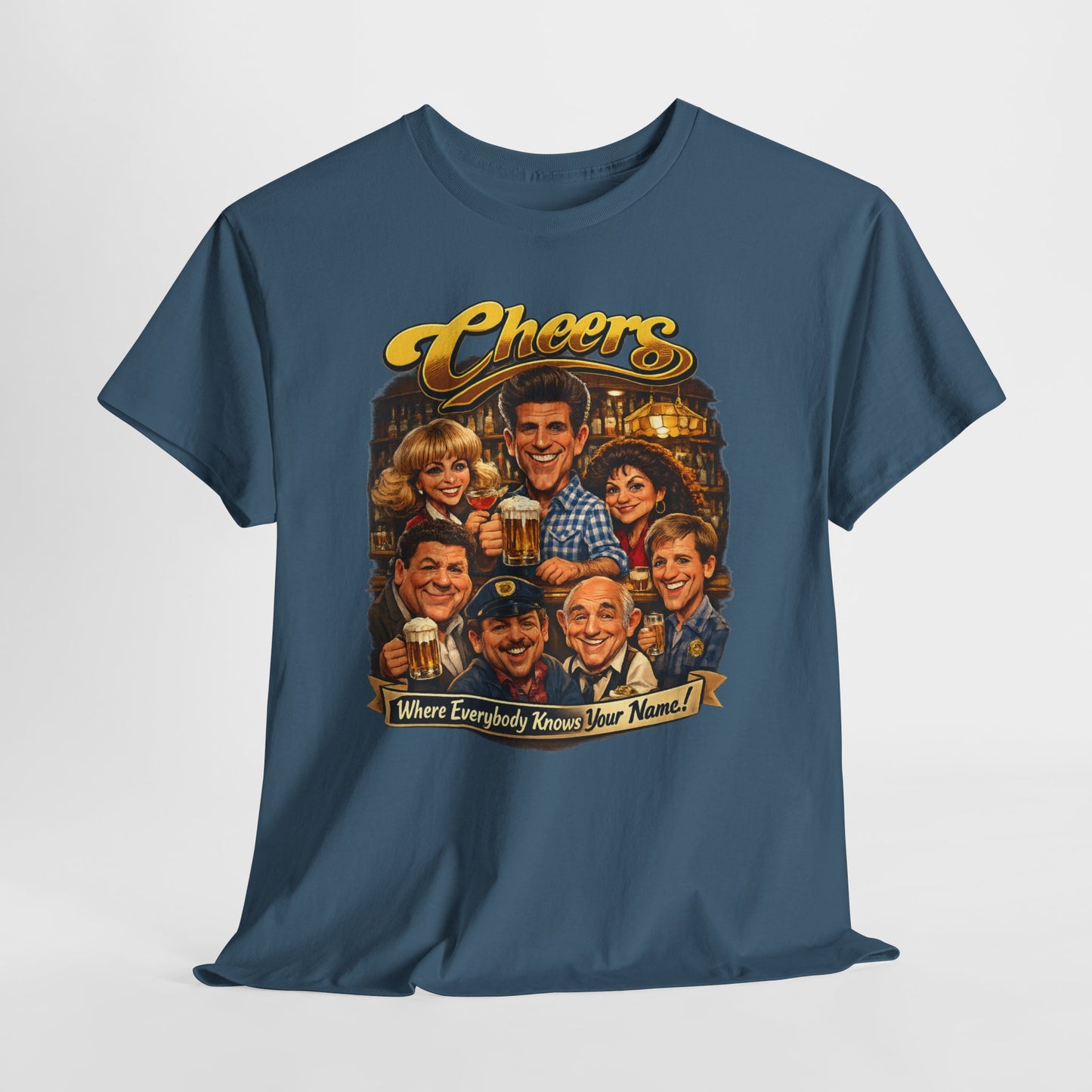 Cheers Cast Vintage Tee — "Where Everybody Knows Your Name" Retro TV Shirt