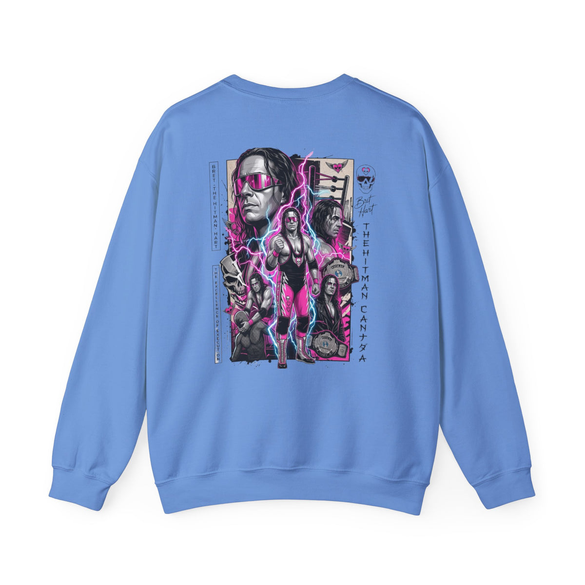 Retro Wrestling Crewneck Sweatshirt – 'The Hitman' Neon Bret Hart Graphic