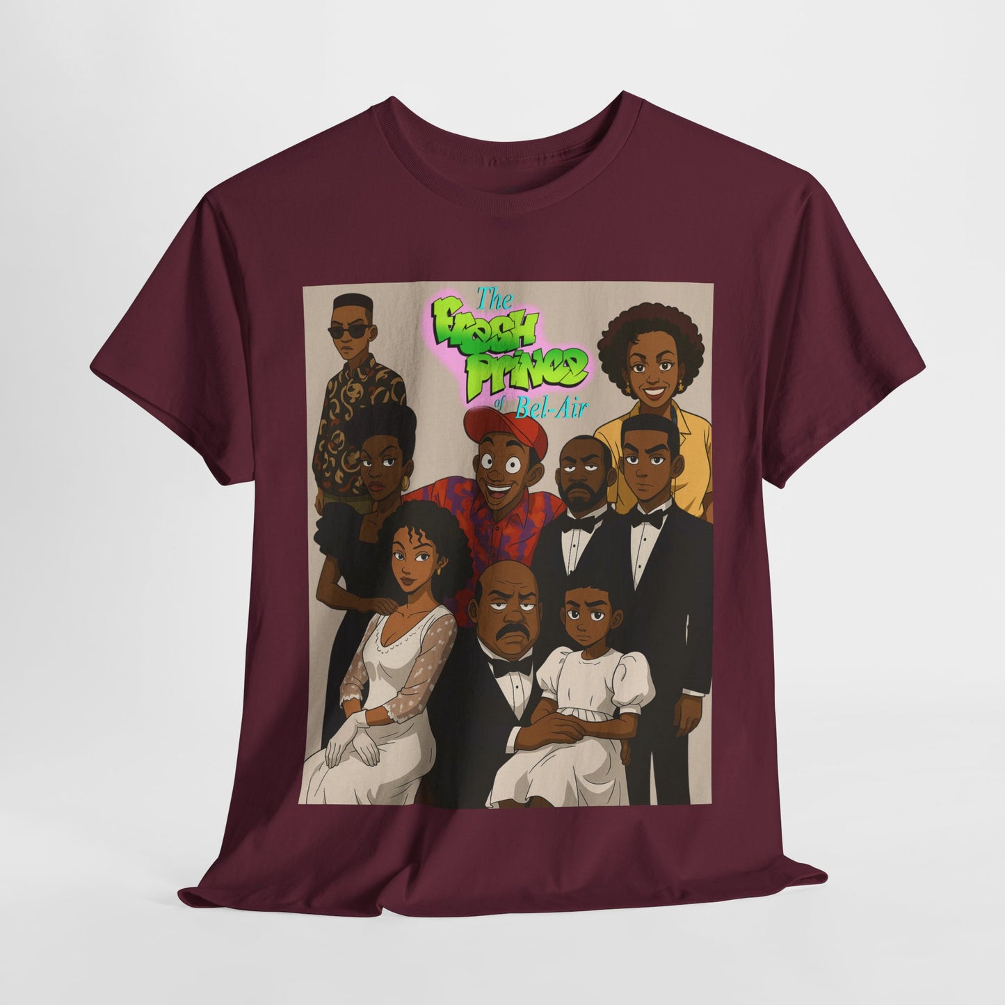 The Fresh Prince Unisex Heavy Cotton Tee - Nostalgic Cartoon Graphic Shirt