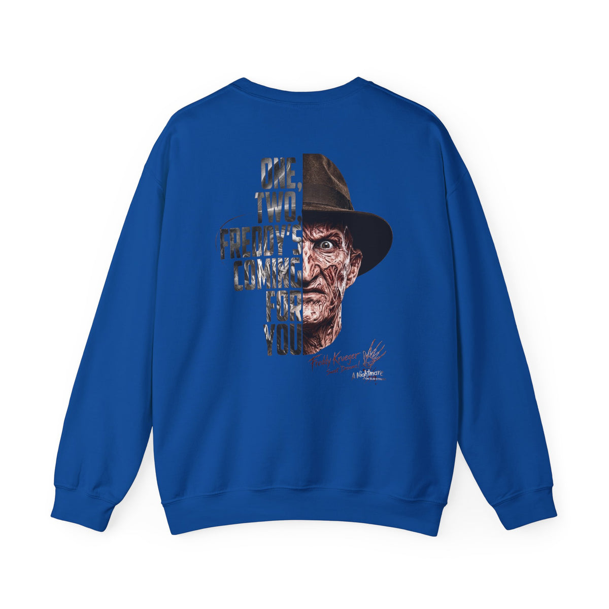 Freddy Krueger Crewneck Sweatshirt – "One, Two... Freddy's Coming For You" Horror Pullover