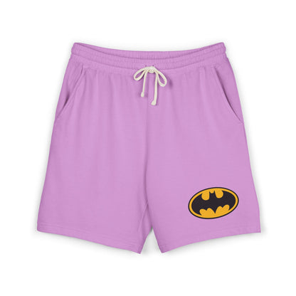 Batman Logo Fleece Sweat Shorts — Lightweight Garment-Dyed Lounge Shorts