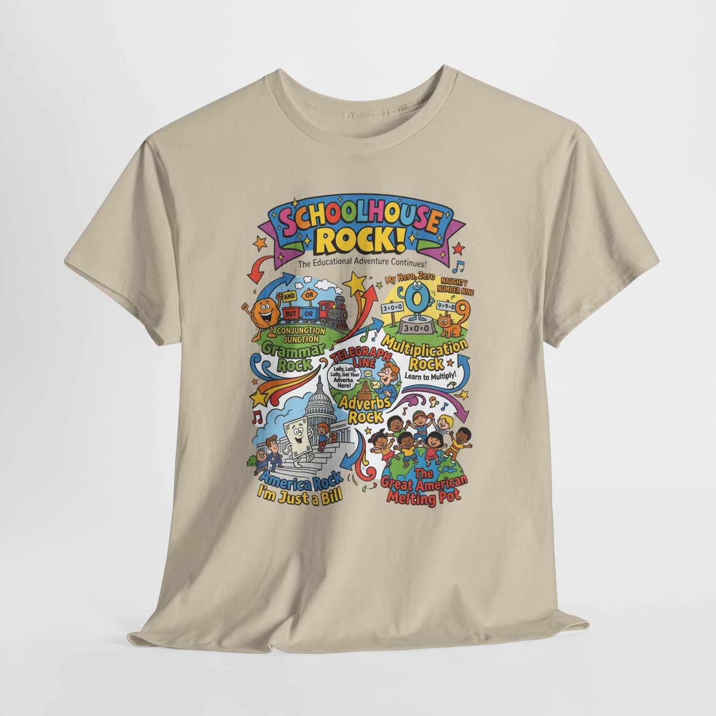 Schoolhouse Rock! Vintage Cartoon Tee — Retro Educational Music Band Graphic Shirt