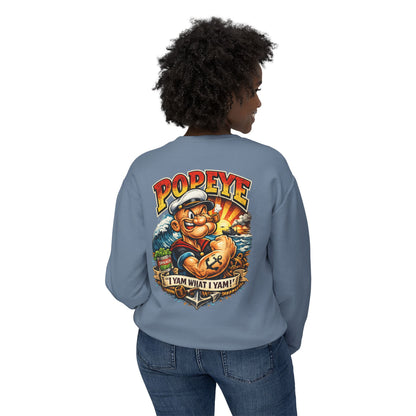 Popeye Graphic Crewneck Sweatshirt — "I Yam What I Yam" Vintage Sailor Tee