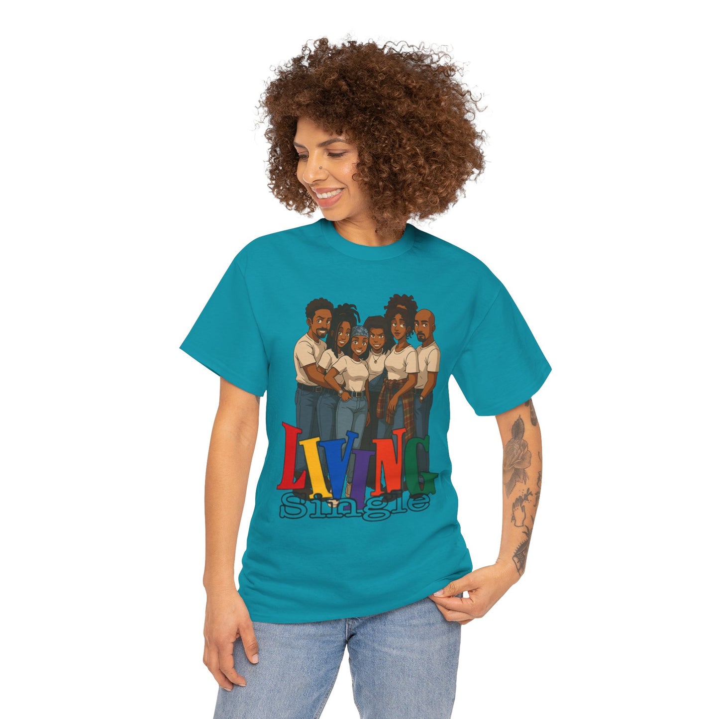 Living Single Unisex Heavy Cotton Tee - Nostalgic TV Show T-Shirt for Fans