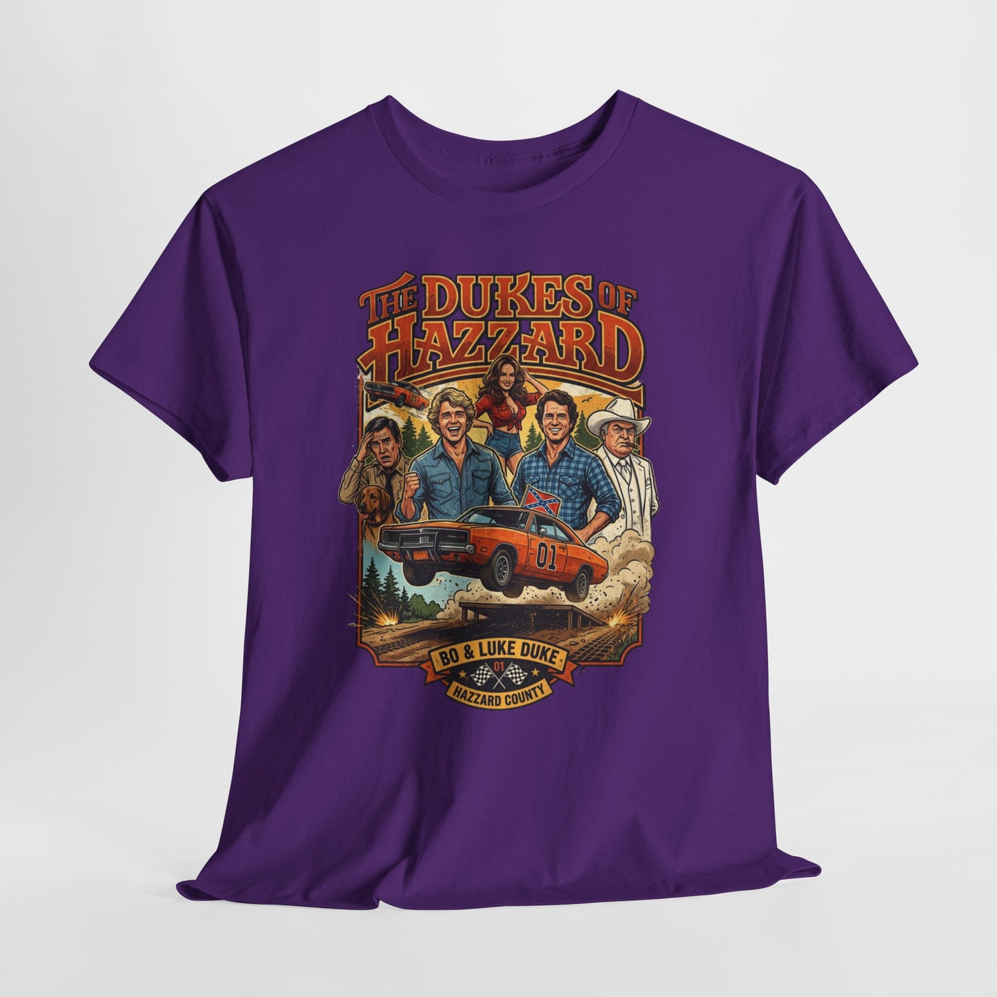 Dukes of Hazzard Vintage Graphic Tee — Classic TV Cast & General Lee Design