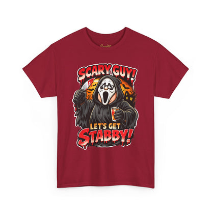 Scary Guy "Let's Get Stabby" Halloween Tee — Scream Mask Horror Movie T-Shirt