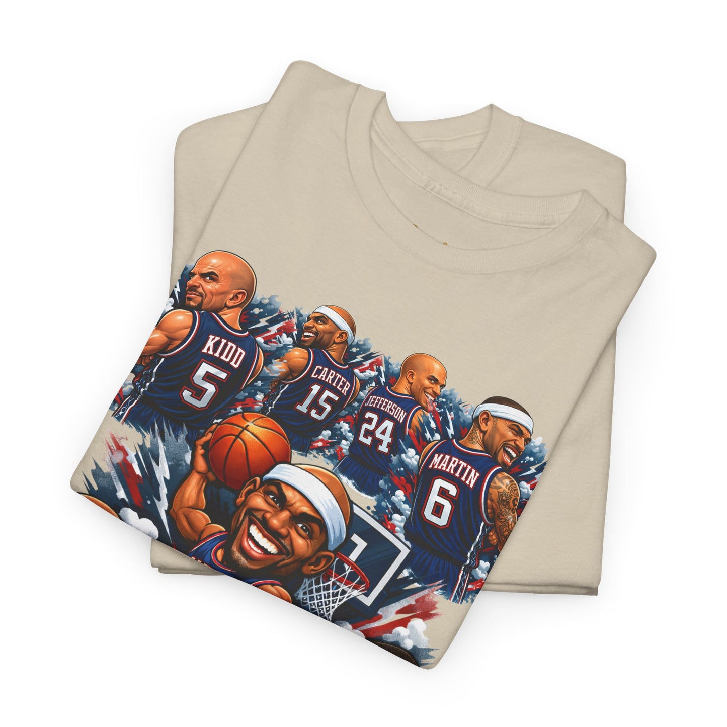 New Jersey Nets Vintage Team Collage T-Shirt — Classic NBA Legends Fan Tee