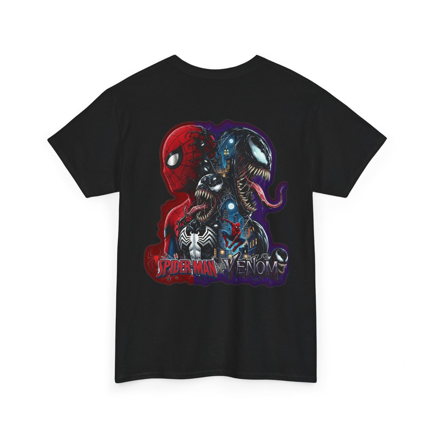 Spider-Man vs Venom Graphic Tee — Superhero Back Print