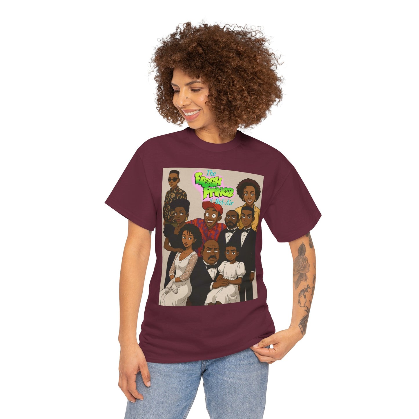 The Fresh Prince Unisex Heavy Cotton Tee - Nostalgic Cartoon Graphic Shirt