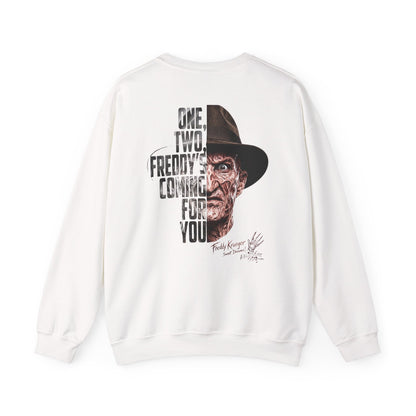 Freddy Krueger Crewneck Sweatshirt – "One, Two... Freddy's Coming For You" Horror Pullover