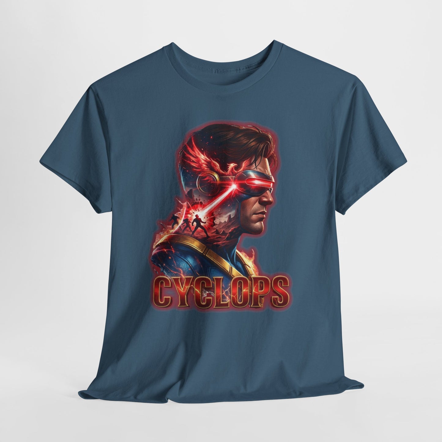Cyclops Superhero Graphic Tee — Retro Comic Profile Design