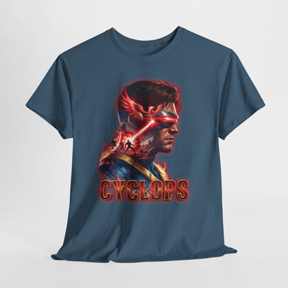 Cyclops Superhero Graphic Tee — Retro Comic Profile Design