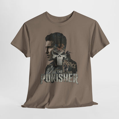 The Punisher Graphic Tee — Skull Justice Double Exposure T‑Shirt