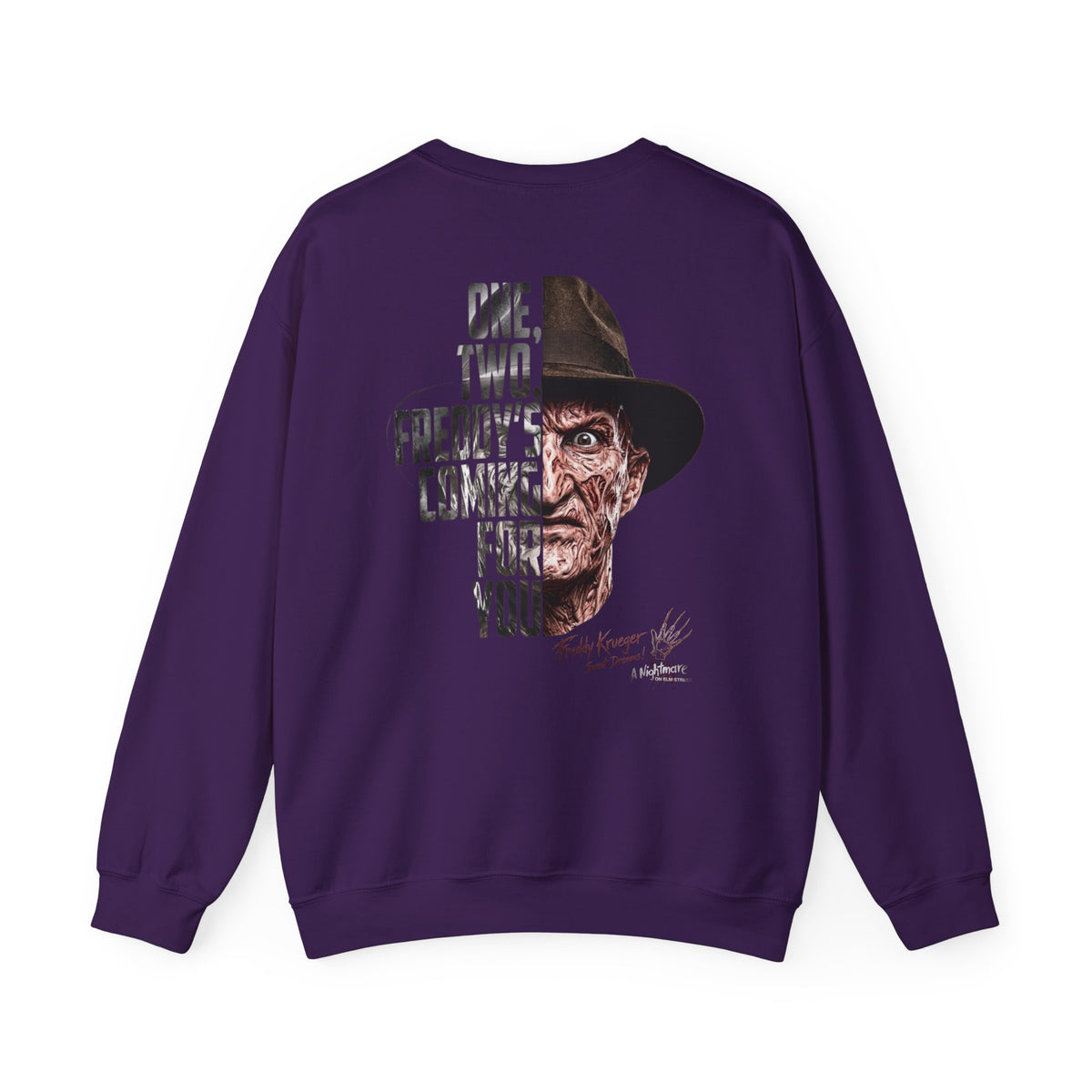 Freddy Krueger Crewneck Sweatshirt – "One, Two... Freddy's Coming For You" Horror Pullover