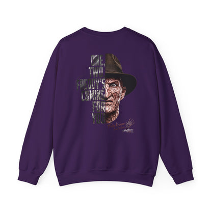 Freddy Krueger Crewneck Sweatshirt – "One, Two... Freddy's Coming For You" Horror Pullover