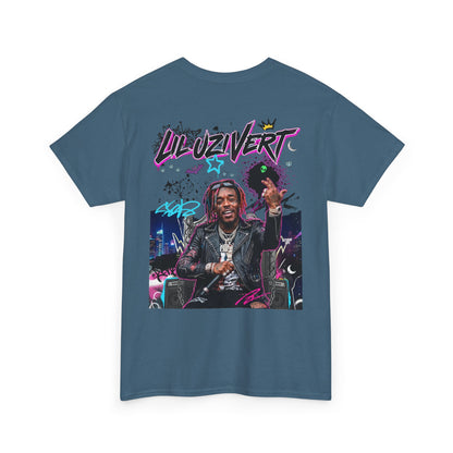 Lil Uzi Graphic Tee — Retro Neon Logo & Photo Back Print