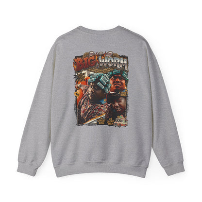 Big Worm Collage Crewneck Sweatshirt — Retro Hip‑Hop Graphic
