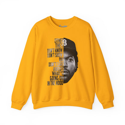 Boyz N the Hood Doughboy Sweatshirt — Half-Face Portrait with 'They Don't Know' Quote