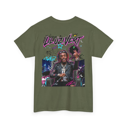 Lil Uzi Graphic Tee — Retro Neon Logo & Photo Back Print