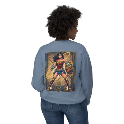 Wonder Woman Crewneck Sweatshirt — Retro Heroine Graphic Pullover