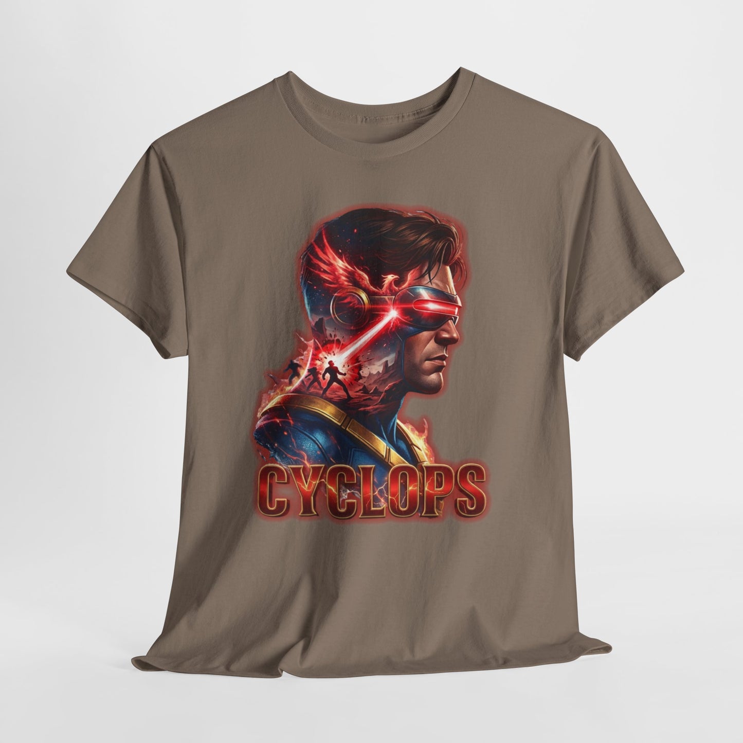 Cyclops Superhero Graphic Tee — Retro Comic Profile Design