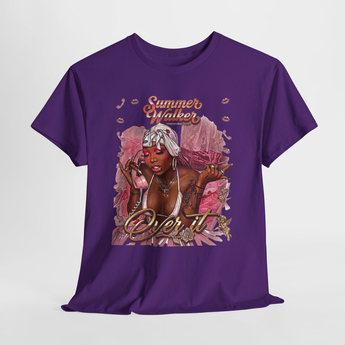 Over It Tee — ‘Summer’s Vibes’ Pink Afro Girl Graphic T-Shirt