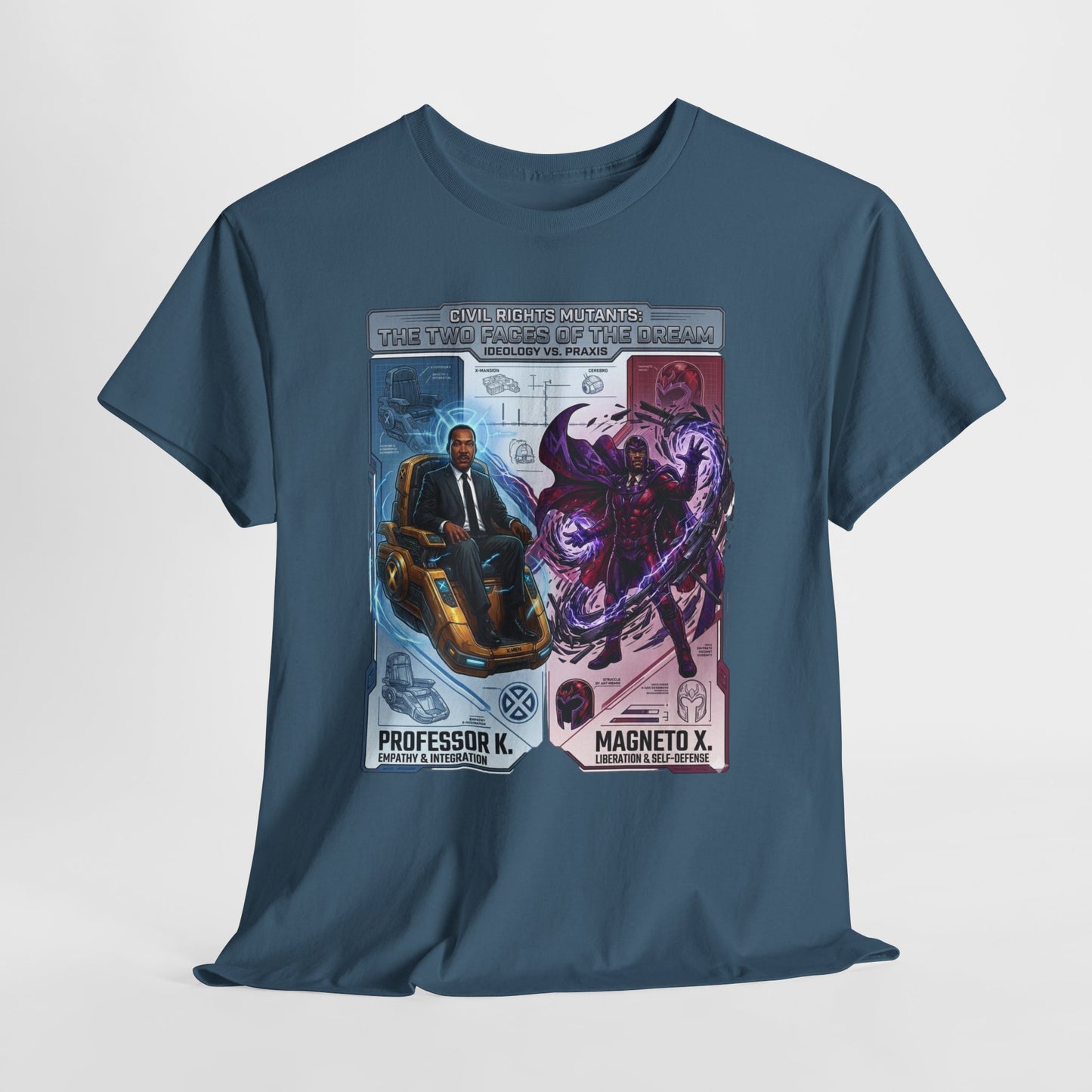 Professor K vs Magneto X Graphic Tee — Retro Card Battle Design