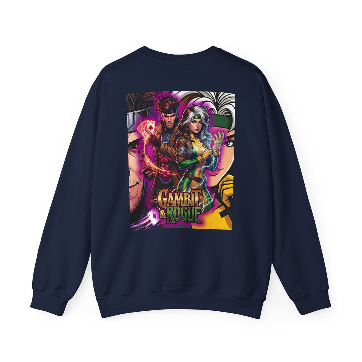 Gambit & Rogue Graphic Crewneck Sweatshirt — X-Men Comic Retro Art