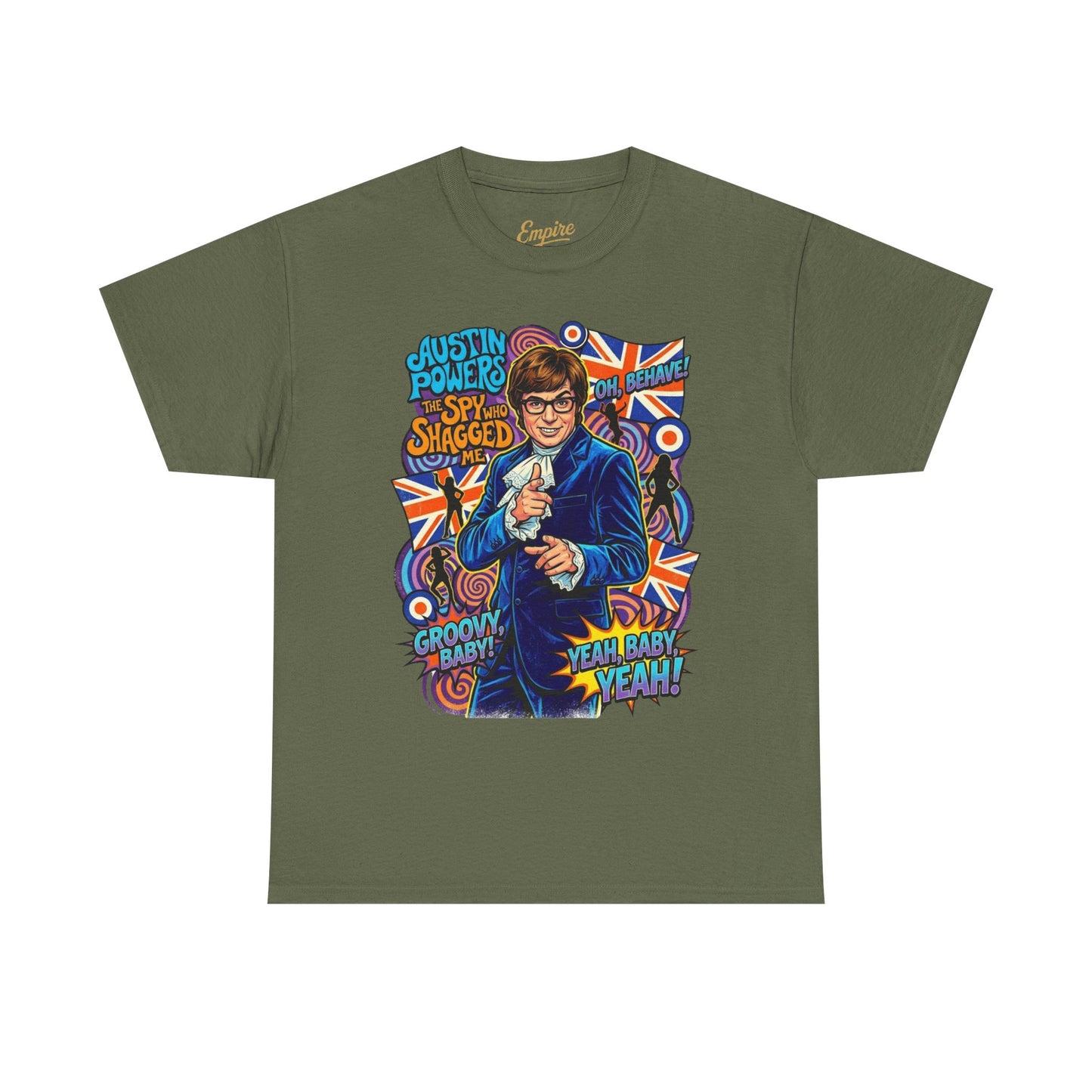 Austin Powers Retro Graphic Tee — "Yeah Baby!" Psychedelic 60s Pop Art T-Shirt