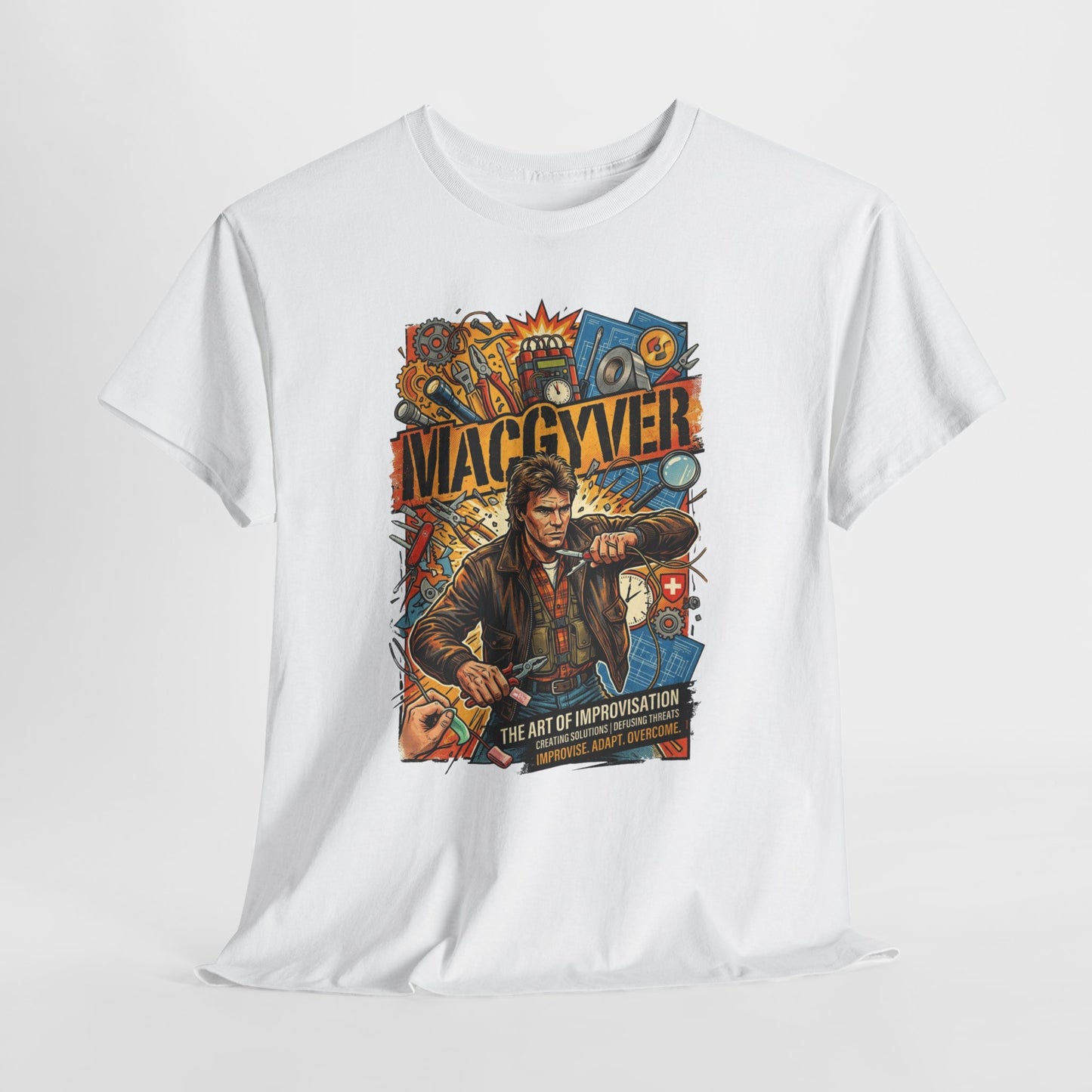 MacGyver Vintage Poster T‑Shirt — Retro TV Show Tee with “MacGyver” Graphic