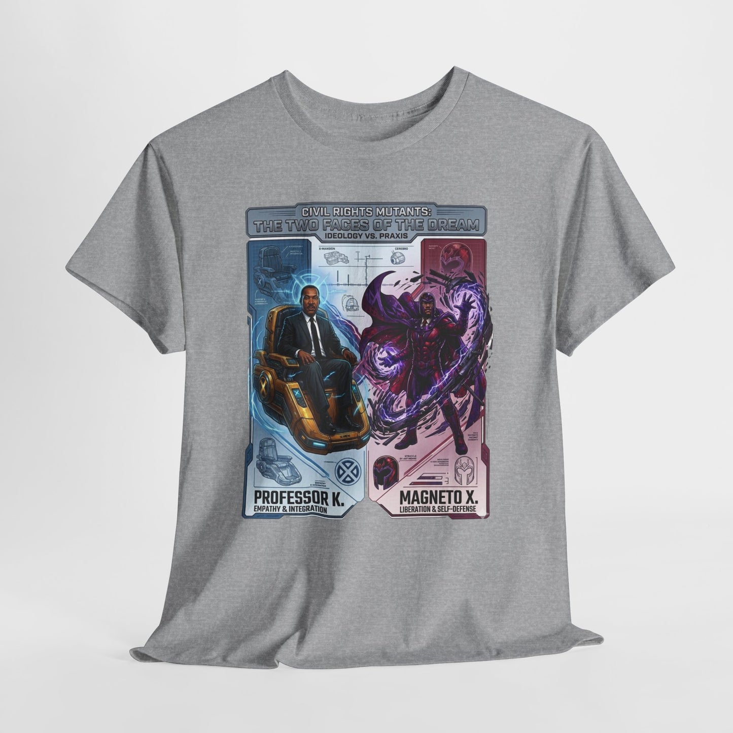 Professor K vs Magneto X Graphic Tee — Retro Card Battle Design