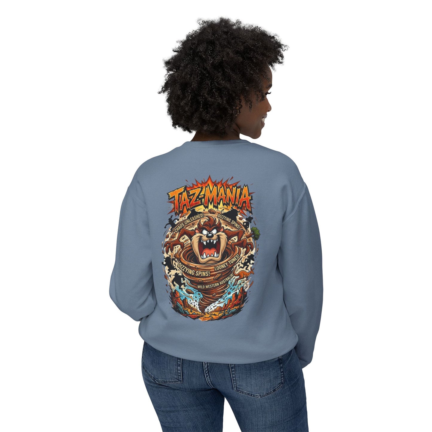 Taz Mania Crewneck Sweatshirt – Retro Cartoon Graphic Pullover