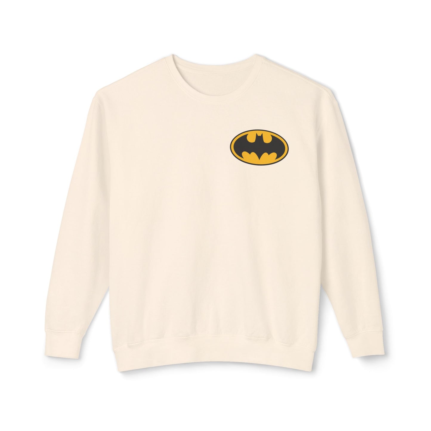 Batman Graphic Crewneck Sweatshirt — Vintage Dark Knight Logo & Back Art