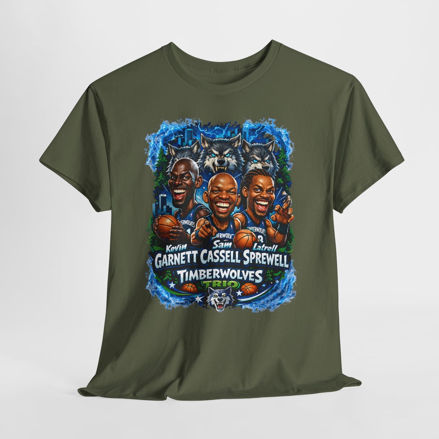 Timberwolves Legends T‑Shirt — Garnett, Cassell & Sprewell Retro Basketball Tee