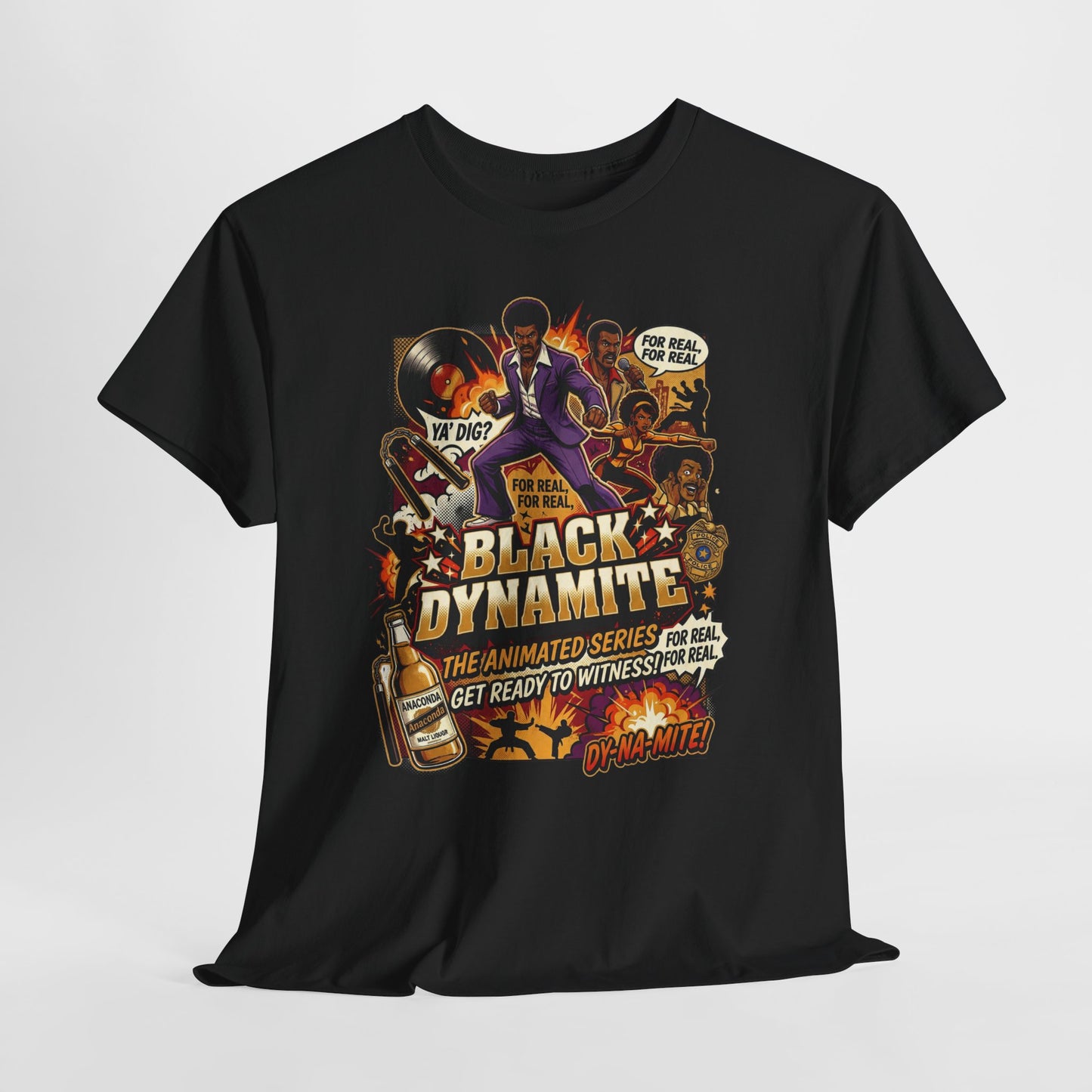 Black Dynamite Graphic Tee — Vintage Blaxploitation Movie Poster Shirt