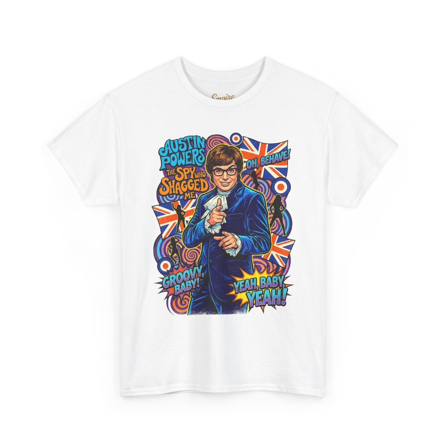 Austin Powers Retro Graphic Tee — "Yeah Baby!" Psychedelic 60s Pop Art T-Shirt